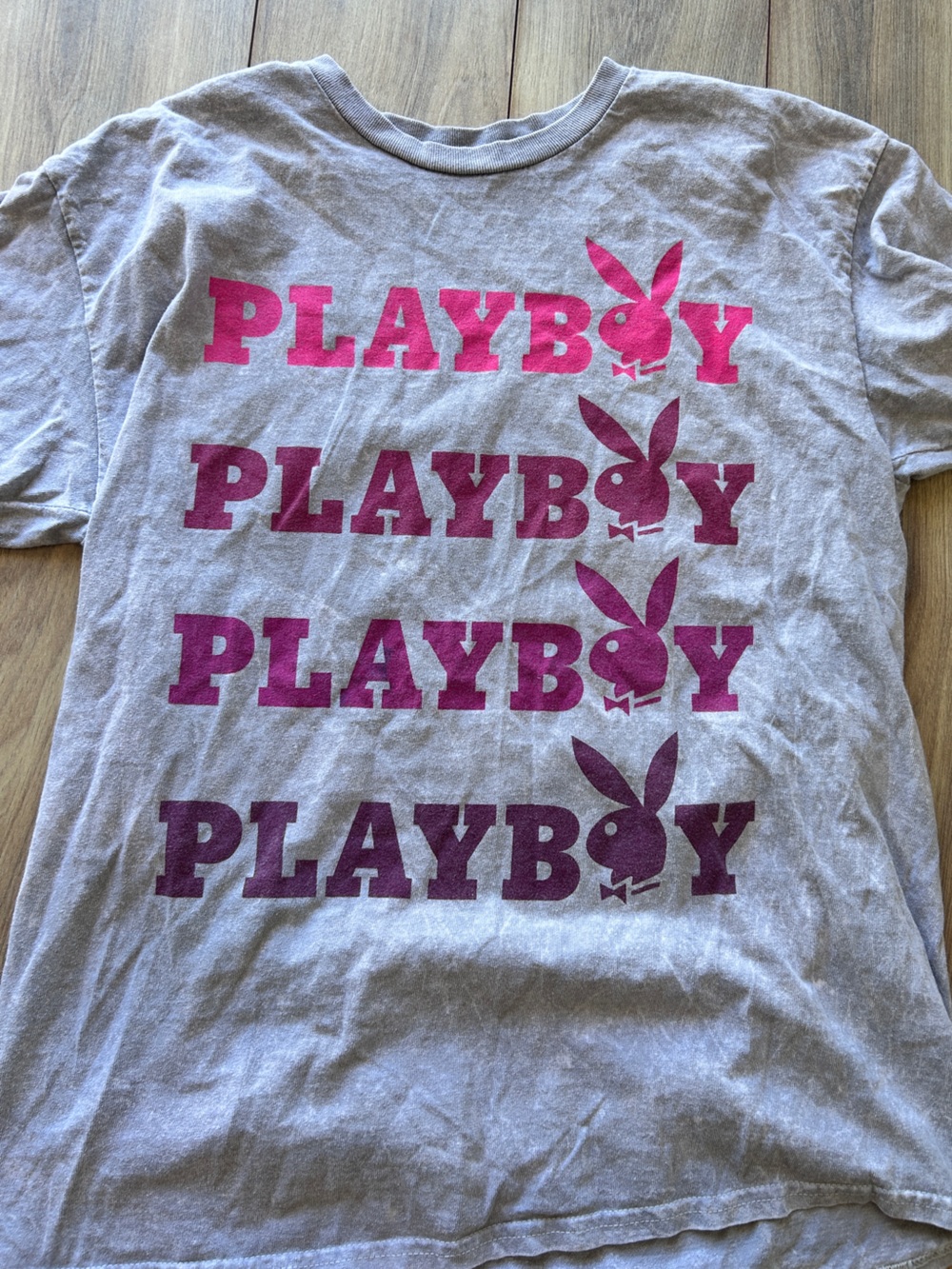 PLAYBOY Y2K 90’s Gray Tee with Black Logo Print